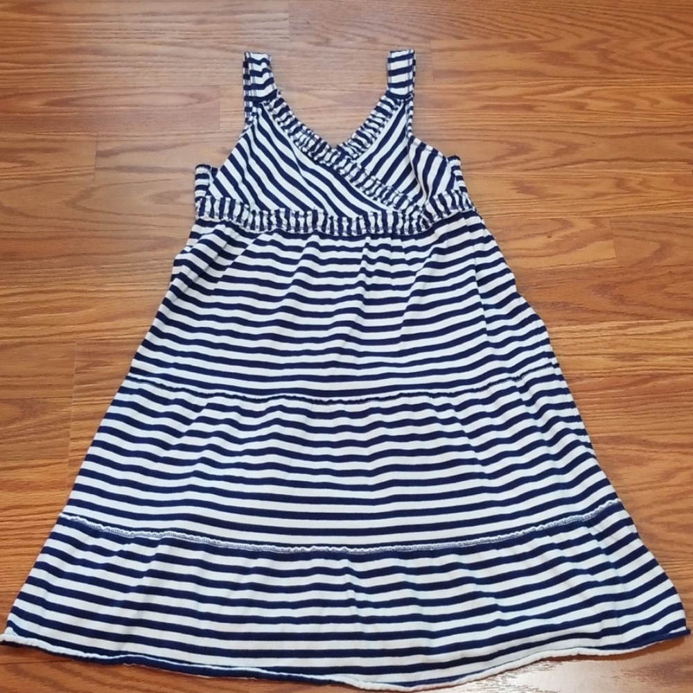 J. Khaki striped navy blue white dress Girls Sz M